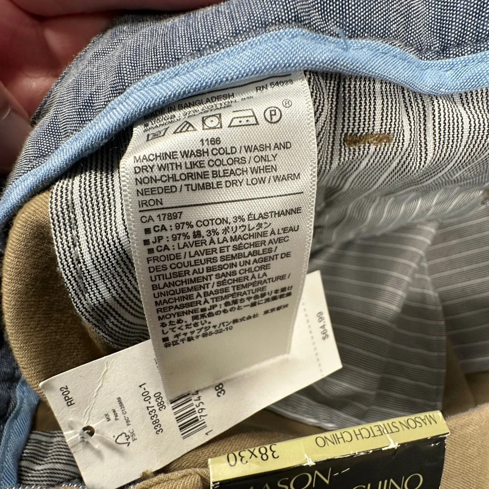 Banana Republic Mason Stretch Chinos Mens 38x30 (Fits as 37x29) Khaki Pants NEW